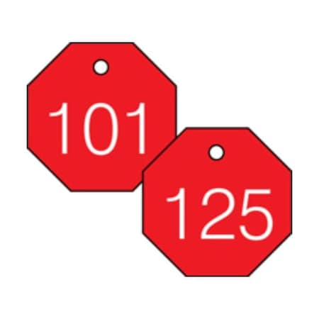 Accuform Engraved Numbered Tags, HS-Laminate, 3 in W, 25 PK TDG826RD